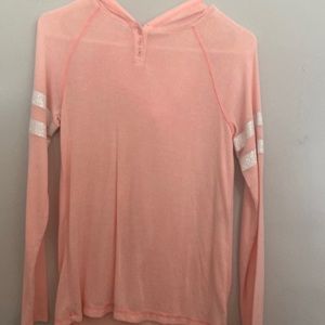 Pink light hoodie with white sparkles on sleeves EUC